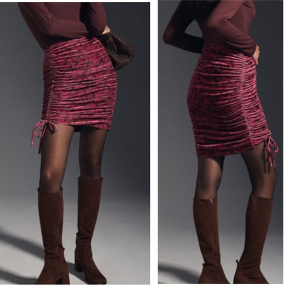 Anthropologie Ruched Velvet Skirt - Picture 1 of 8